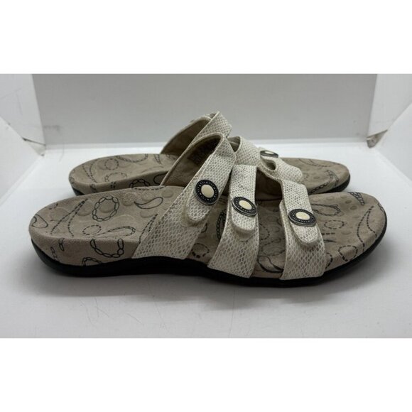 ORTHAHEEL Ashley Adjustable Strap Slide Sandals Women's Size 8 Beige Snakeskin - Picture 1 of 8